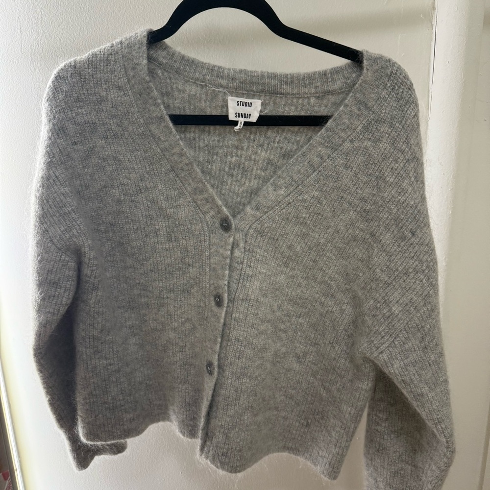 Women's Gray Mohair Cardigan